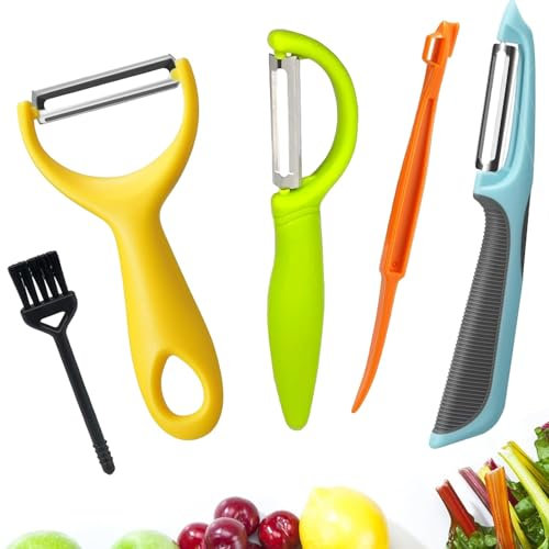 Denipry Vegetable Potato Peelers for Kitchen, 5PCS Stainless Steel Vegetable Peeler, I and Y Veggie Food Peeler for Apple Fruit Carrot Zucchini Cucumber,Good Grip Makes Peeling Very Easy