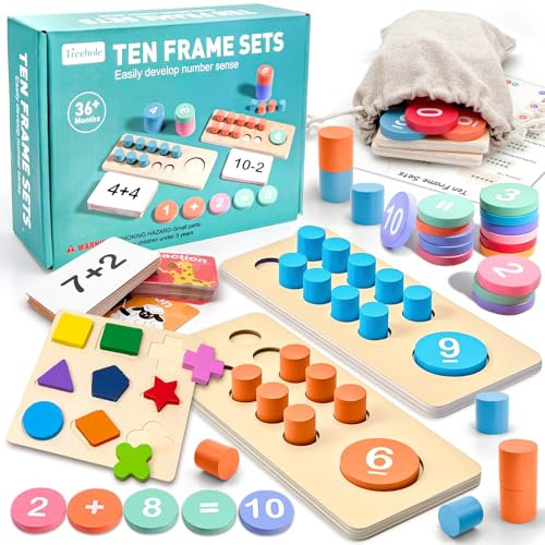 NlsqEU Montessori Mathe Spielzeug, Zahlen Lernen Holzspielzeug Zählen Lernspiel für Geschenk