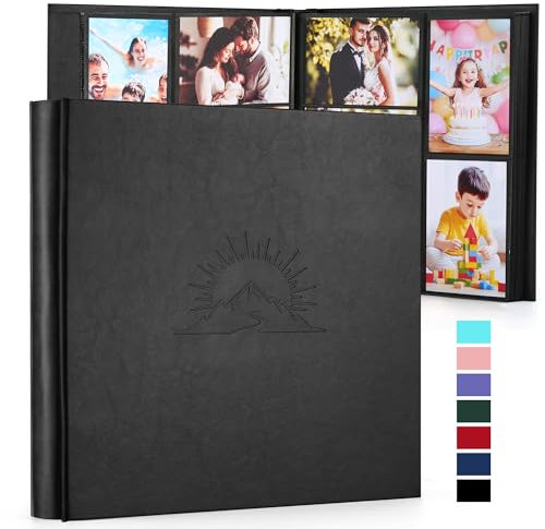 DazSpirit Fotoalbum 10x15 600 Fotos, Einsteckalbum mit Lederhülle & eleganter Prägung, Großes klassisches Fotobuch zum Einkleben für Hochzeit, Jubiläum, Baby und Familie