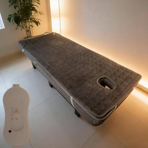 ZcxTry Chauffé Surmatelas pour Table De Massage,Matelas Chauffant Bed-Topper,Rembourrage De Lit-Spa avec Trou-Respiration Bandes-Élastiques,Couverture-Chauffante,Matelas en Velours Épais,A180*80cm