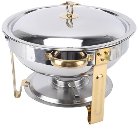 Jectse 4.5L Chafing Dishes for Buffet, Stainless Steel Chafing Dish Buffet Set, Round Servers & Warmers with Lid for Wedding Parties Outdoor BBQ Spring Summer Picnic