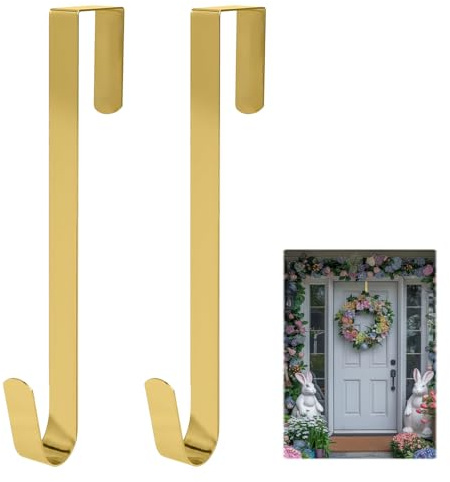 2 PCS Wreath Hanger for Front Door, 13 Christmas Wreath Door Hanger Metal Ultra Slim For Hanging Coats Bags For Valentine Welcome Wedding Christmas Halloween Easter Hanging Decorations Wreaths