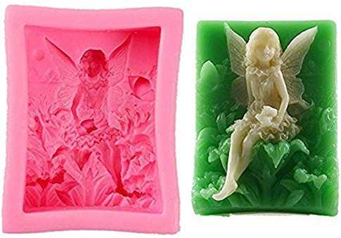 Girl Angel Fairy Flower Series Silicone Mold Maker, Handmake Soap Mold,Making Pendant Candle Clay DIY Mould, Bakeware Chocolate Pudding Fondant Mousse Baking Mould, Fondant Cake Decoration Baking Tool