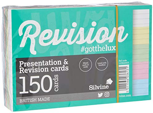 Luxpad A6 linjerade revisions- och presentationskort – blandade färger + vit. 150 kort per dyna (6 x 4 tum)