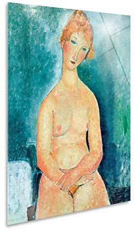 Giallobus - Gemälde - Amedeo Modigliani - Sitzender Akt mit roten Haaren - Acrylglas - 100x140 - Bereit zum Aufhängen - Moderne Gemälde für zu Hause