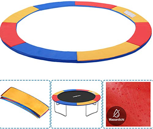 AufuN Trampolin Kantenschutz PVC Trampolin Kantenschutz 244/305/366cm, UV-Beständigkeit Reißfest, 30cm Breite mit Blau/Mehrfarbig