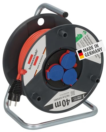 Brennenstuhl Kabeltrommel (Outdoor-Kabeltrommel mit 40m Kabel in rot, aus Spezialkunststoff, für die vorübergehende und zeitlich begrenzte Verwendung im Freien, IP44, Made in Germany)