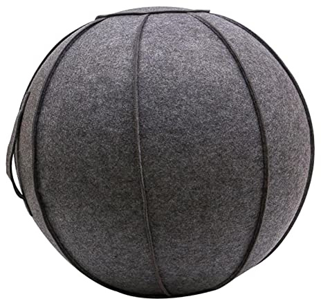 Perfeclan 65cm sitting on a ball, Self-Standing Exercise Ball Yoga Balls Cover with Handle, Dark Gray