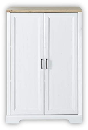 Stella Trading JASMIN Aktenschrank in Pinie hell, Artisan Eiche Optik - Büroschrank mit zwei großen Türen - Landhausstil Büromöbel Komplettset - 86 x 127 x 38 cm (B/H/T) | 86 x 127 x 38 cm (B/H/T), Landhausstil, 2 Türen, Soft-Close, Metallgriffe, Stauraum für Ordner und Bücher