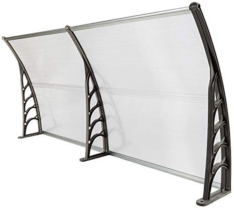 Alightup Auvent de Porte Aluminium Gris Auvent Marquise D'entrée Auvent de Porte D'entrée Résistante Toit Abri Contre La Pluie et UV Silver et Gray Transparent 200 x 100 x 25