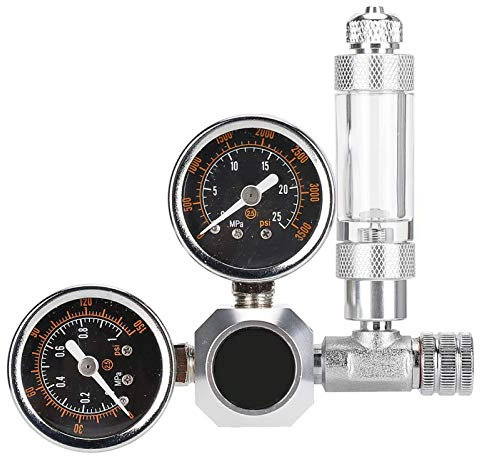 CO2 Regulator, Big Dual Gauge Display CO2 Regulator with Bubble Counter and Check Valve Aquarium Regulator for Aquarium(W21.8)