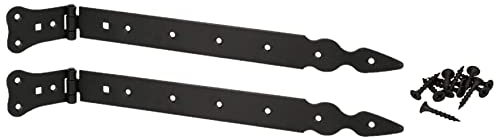 KOTARBAU® Lot de 2 charnières de portail 350 mm - Noir inoxydable - Ferrure de porte de jardin - Ferrure de construction robuste
