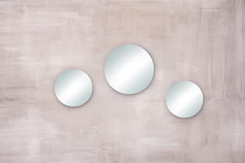 Rayher set med spegelplattor, slipade kanter, set med 3 runda speglar, 1 x 20 cm ø 2 x 15 cm ø, spegelplattor för design och dekoration, 46673000