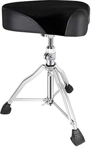 EASTROCK Asiento de tambor de trono de tambor ajustable en altura, taburetes acolchados estilo motocicleta con patas antideslizantes para bateristas, adultos
