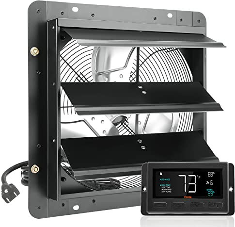 VEVOR Abluftventilator, 356 mm,Temperatur-Feuchtigkeitsregler, EC-Motor, 1024 CFM, Wandlüfter mit variabler Geschwindigkeitsregelung zur Wandmontage, Belüftung und Kühlung für Gewächshäuser, Garagen