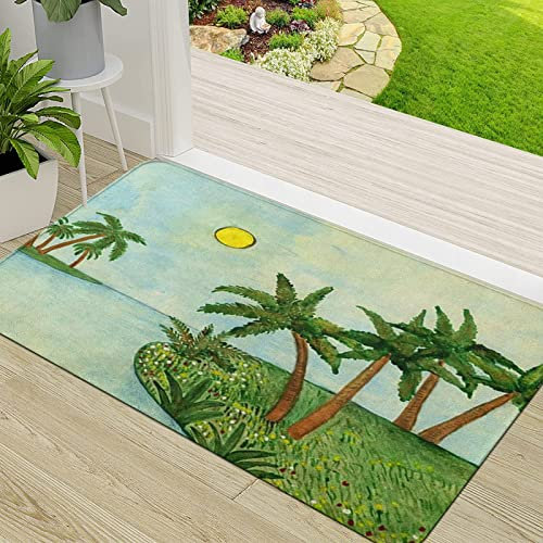 ERICAT Zerbino Ingresso,Paesaggio con Palme Gouache su Album Paperpainting Antica Arte Antichità,Antiscivolo Assorbente Resistente allo sporco Tappeto Cucina Tappeto Tappeto Entrata Zerbino