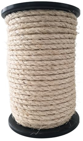 SNURO Sisalseil (8mm, 50M), für Kratzbaum, Tiere & Deko- 100% natürliches Sisal Seil aus Agavenpflanze - Robuste Sisalschnur für Katzen, Papagei & Sittiche - Bruchkraft 485kg