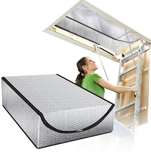 Souroyea Dachbodentreppen-Isolationsabdeckung, 63,5 x 137,2 x 27,9 cm, Dachbodentür-Isolierung, R-Wert 15,5 cm Dachbodenluke, feuerfeste Dachbodenzeltleiter-Isolierabdeckungs-Set