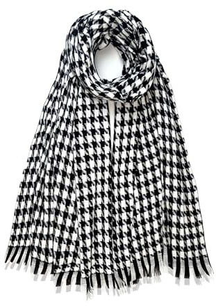 GLORIS Warmer Kaschmir Schal Herbst Winter Hahnentritt Schal/XL Stola Umschlagtuch Warm Pashmina Schals 200 * 70 cm. (Schwarz)