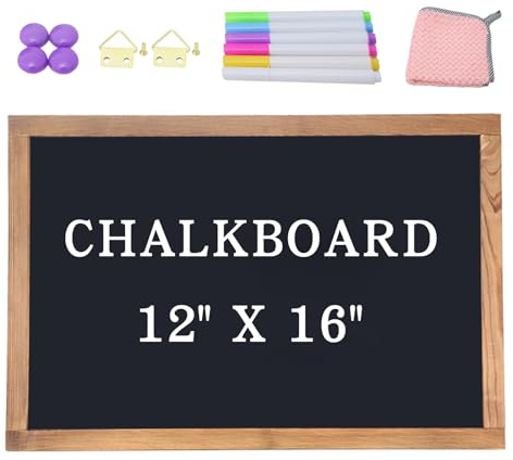 Magnetic Chalkboard for Wall Rustic Wood Framed Decorative Blackboard Sign Hanging Chalkboard for Home, Office, Restaurant 12 x 16