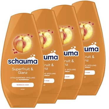 Schauma Schwarzkopf Spülung Superfruit & Glanz (4x 250 ml), vitalisierende Haarspülung mit pflegender Formel stärkt das Haar und verleiht einen natürlichen Glanz