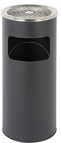 Belfoyer Poubelle avec Cendrier, 30 L, Cendrier sur pied en acier inoxydable de haute qualité, Poubelle Cendrier pour Hôtel Jardin Extérieur Supermarché (Noir)