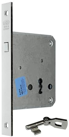 BKS Schiebetürschloss mit Zirkelriegel Dornmaß: 55mm, Stulp: 20 x 172mm Eckig incl. SN-TEC Montageset (BUNTBART)