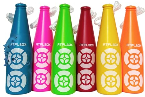 ATFLBOX Bruchsichere Plastikflaschen-Zielscheibe für den Schießsport, 6 leuchtende Farben mit Aufhängeseil für Zielübungen, ideal für das Training drinnen und draußen
