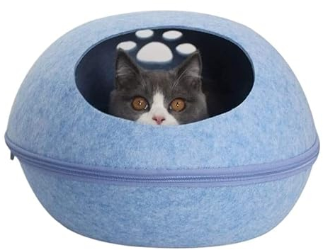 ALEjon Beruhigendes Hundebett, Hundekatzenbett, Höhle, Schlafsack, Reißverschluss, Eiform, Haustierbett, Filzstoff, Haustierhaus, Nest, Katzenkorb für Katzen, Tierbedarf, Matratzenmatte für Haustiere