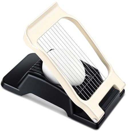 Yuzxaun Egg Slicer, Egg Slicer for Hard Boiled Eggs, Stainless Steel Wire Egg Slicer, Heavy Duty Aluminium Egg Cutter Dishwasher Safe for Egg Strawberry Soft Fruit, Black & White