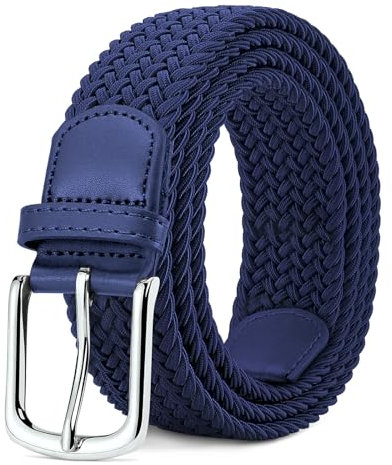 MATLAB Stretchgürtel für Damen & Herren – Elastischer Flechtgürtel aus Stoff, Verstellbar & Dehnbar, 3,3 cm breit, Länge 100 cm, Blau