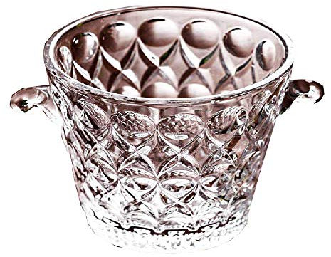 ZFLHIOR Ice bucket Lead-Free Crystal Glass Small Ice Bucket Bartender Carving Bar KTV Bucket Cocktail Ice Champagne Bucket 1.5L Transparent