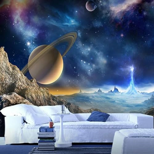 MIXUEXUNLU 3D Mural Wallpaper 3D Three-Dimensional Space Planet Scenery Photo Wall Painting Living Room Children's Bedroom
