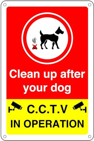 Clean Up After Your Dog : Cctv In Operation Sign - Pre-Drilled 1.2mm Rigid Plastic, Weatherproof Indoor & Outdoor (150 x 100mm)