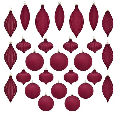 Beflockte Weihnachtsdeko - Edle Christbaumschmuck für Weihnachtsbaum, Samt-Weihnachtskugeln | 27x Christbaumschmuck, Beflockte Kugeln bruchsicher, festliche Hängedekoration, weiche Ornamente a