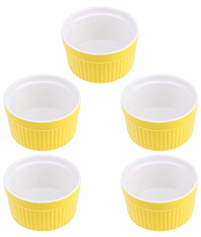 Alipis 5 Pièces Bol à Riz Céramique Petit Bol Céramique De Cuisson Pour Cuisine Sans Poignée Résistant Aux Hautes Températures Jaune