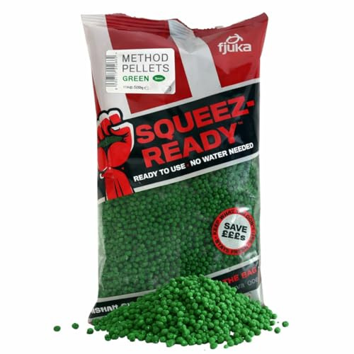 Fjuka Green Squeez-Ready Method Pellet 500g | Ready-prepped 2mms | Carp, F1s, tench, bream