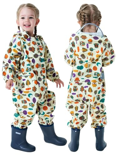 Temhou Poncho pluie Enfant Combinaison de Pluie pour Enfants Garçons Filles Imperméable Une Pièce Combinaison Imperméable