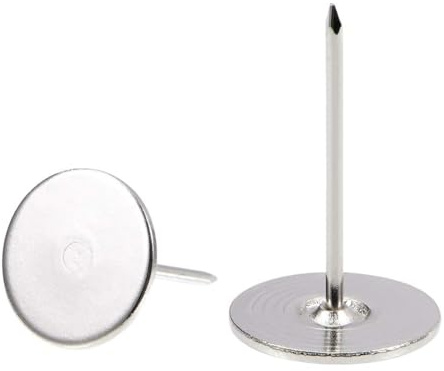 TA-VIGOR 20 Stück Schwerlast-Flachkopf-Reißnägel, Dekorative Pinnadeln für Wände, Möbel, Korktafeln & Bulletin Boards – 19 x 30mm Polsternägel für Heim- und Bürogebrauch & DIY, Silber