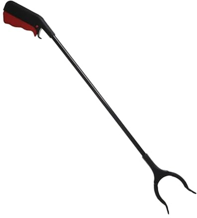 Edelstahl Müllgreifer, Ergonomischer Griff, Schwarz | Müllsammler, Müllclip für Müllsammeln, Müllwerkzeug für Reinigungskräfte