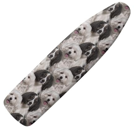 Copriasse da Stiro Grande 111x 36 Cucciolo Nero Pratico Imbottito Sistema a Cordino Lavabile Resistente al Calore per una Facile Stiratura - Panno Protettivo