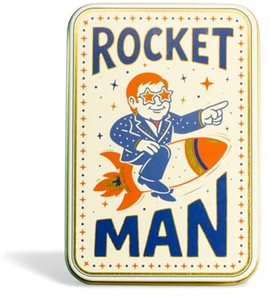 TINIT Match Tin | Rocket Man - Storage Box Matches Firelighter Metal Lighter Gift Storage Funky Unique Present Birthday Christmas Home Housewarming Music Elton John Rockt Man