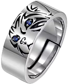 Damenring Katze mit blauem Zirkonia, Sterling Silber 925, größenverstellbar.