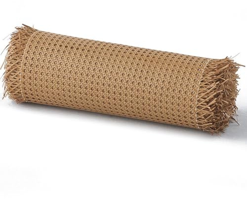 RIBLOR 50cm Breites, Wiener Geflecht Meterware PE Kunststoff, Rattan Geflecht Gurtband Rolle, Rattan Vorgewebtes Offenes Netz Gewebe für DIY Stuhl Möbel Schranktür Dunkelbraun(45x500cm)