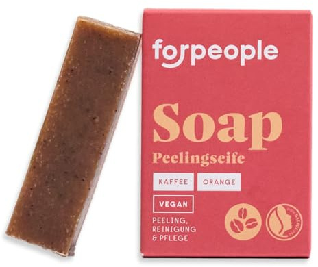 forpeople Seife fest – Bio Pflegeseife für Körper, Gesicht, Hände & Haar – Palmölfrei & plastikfrei – Sanfte Reinigung mit Aloe Vera – Handseife natürlicher Duft – Kaffee Orange