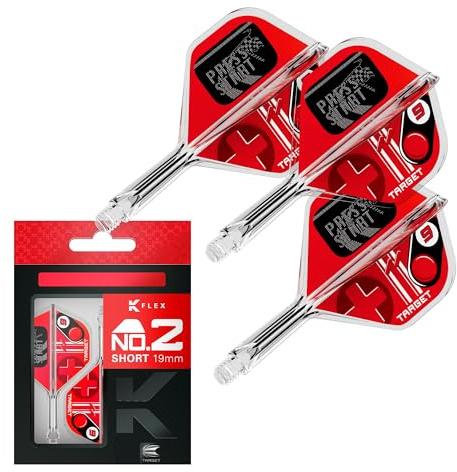 Target Darts K-Flex Press Start Dart Flights & Shafts, No.2 (Short, 19mm) | 3er-Pack Kflex Integriertes Flug- und Schaftsystem, All-in-One-Formschaft | Professionelles Dartzubehör