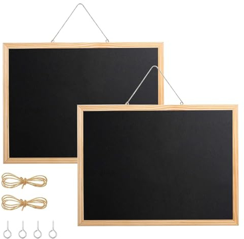 2 stycken A3-krittavlor med träram 30 x 40 cm, avtorkbar krittavla för märkning med hamparep och fårspikar, liten tavla för upphängning för kök kontor bar skola planeringstavla svart