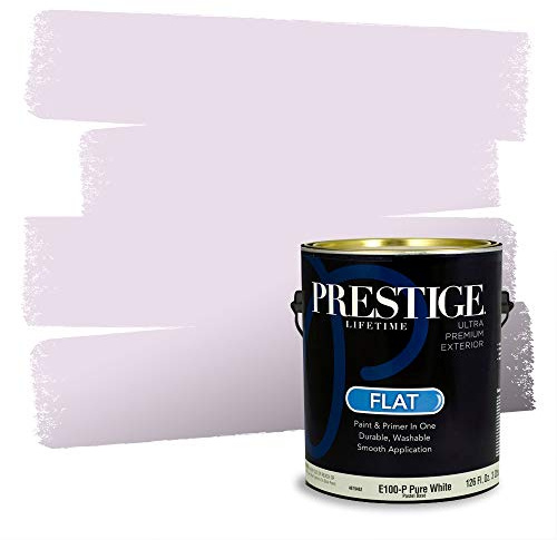 PRESTIGE Paints E100-P-1003-6CVP Exterior Paint and Primer in One, 1-Gallon, Flat, Comparable Match of Valspar Pale Orchid, 1 Gallon, VS109-Pale