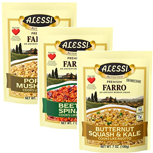 Alessi Autentico, Premium Seasoned Roman Grain Farro, Cooks Like Risotto, Heart Healthy, Easy to Prepare, 7oz (Variety Pack, Pack of 3)