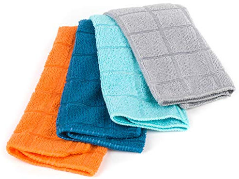 Beldray LA059338CDUEU Lot de 4 Chiffons d'Époussetage et de Nettoyage en Microfibre, 30 x 30 cm, Couleurs Assorties - Multifonction pour la Cuisine, Salle de Bain, Maison, Voiture, Miroir, Fenêtres